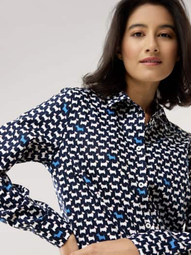 Extraglatt Baumwoll-Bluse Scotch Blau