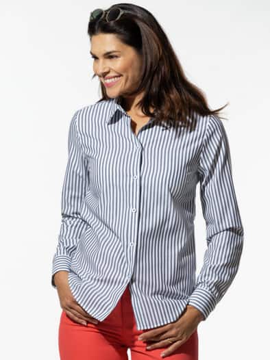 Extraglatt Baumwoll-Bluse Streifen