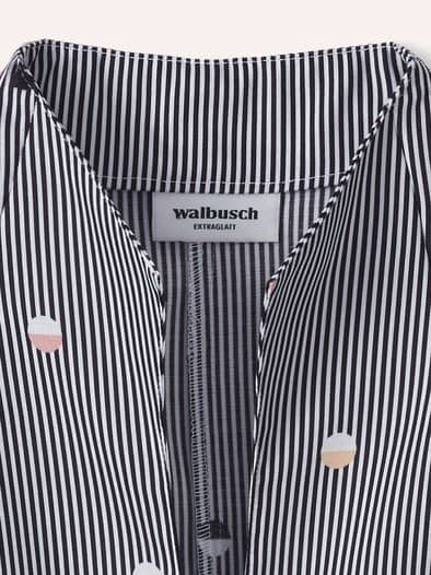 Extraglatt-Bluse Kelchkragen Tupfen Schwarz