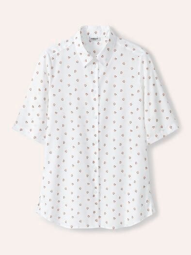 Extraglatt-Hemdbluse Everyday 2.0 Blumendruck Wei