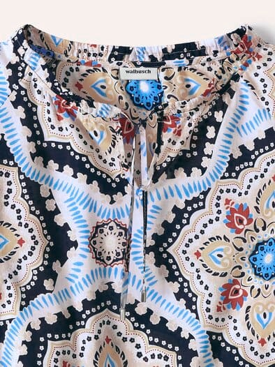 Bluse aus Baumwoll-Voile Altrosa Marine