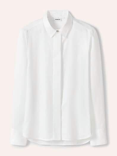 Baumwollbluse mit langer Manschette Weiß