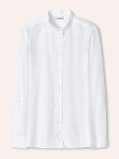 Extraglatt Stehkragen Bluse Weiß