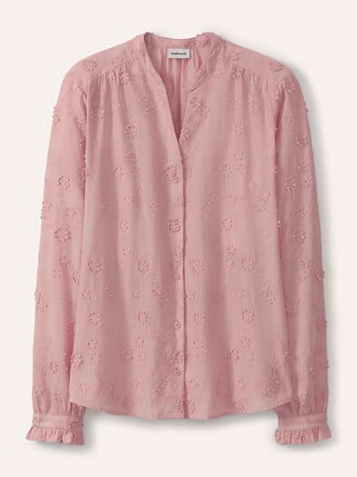 Bluse mit Blütenstickerei Altrosa