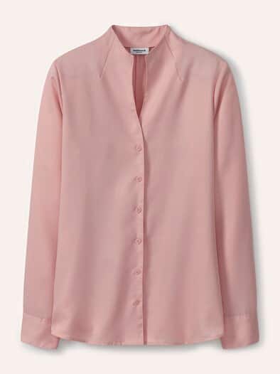 Extraglatt-Bluse Kelchkragen Altrosa