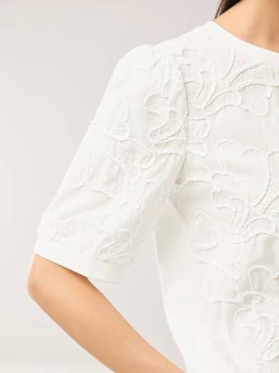 Blusenshirt mit Stickerei Offwhite