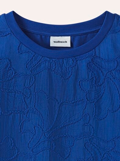 Blusenshirt mit Stickerei Tintenblau