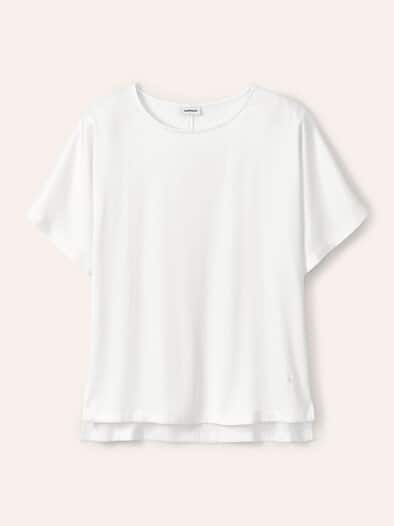 Blusenshirt aus Satin Offwhite