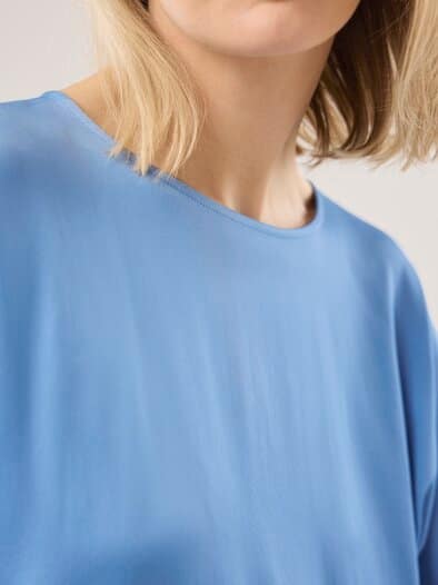 Blusenshirt aus Satin Jeansblau
