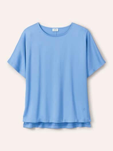 Blusenshirt aus Satin Jeansblau