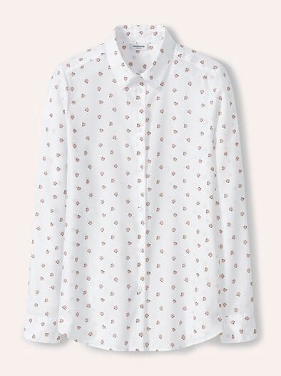 Extraglatt-Hemdbluse Everyday 2.0 Blumendruck Wei