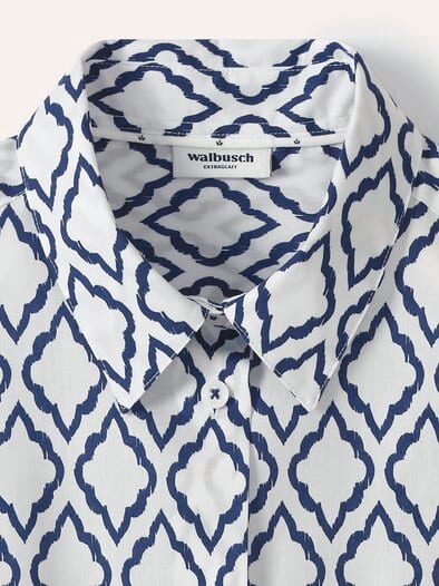 Extraglatt-Hemdbluse Everyday 2.0 Ornament Marine