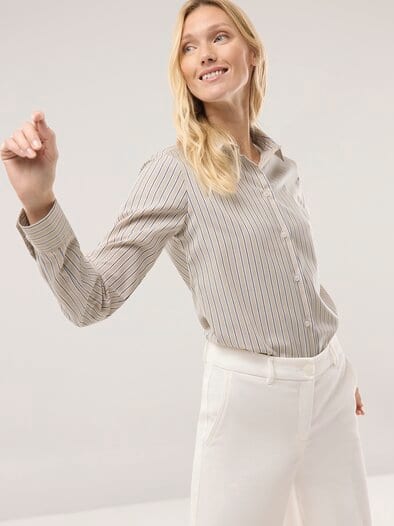 Extraglatt-Hemdbluse Everyday 2.0 Streifen Sand