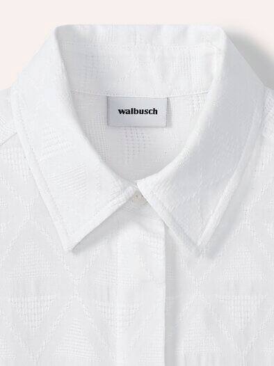 Hemdbluse aus Viskose Jacquard Weiß