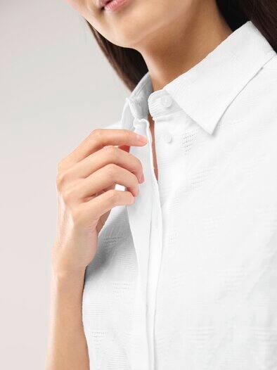 Hemdbluse aus Viskose Jacquard Weiß