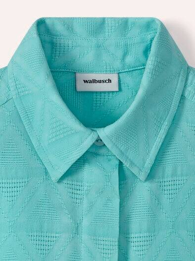 Hemdbluse aus Viskose Jacquard Wasserblau