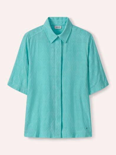 Hemdbluse aus Viskose Jacquard Wasserblau