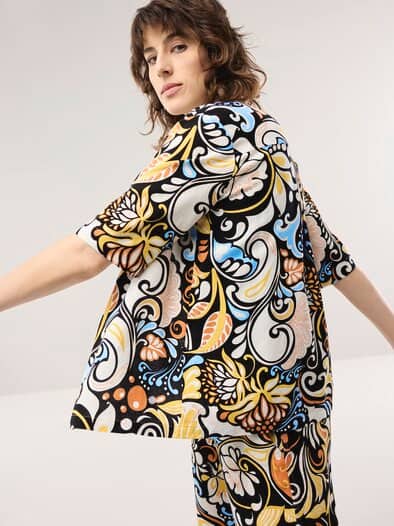 Hemdbluse Leinenmix Multicolor