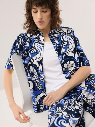 Hemdbluse Leinenmix Blau