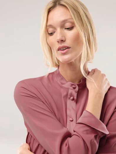Polo Bluse aus Seide Rosenholz