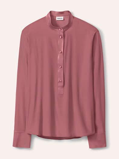 Polo Bluse aus Seide Rosenholz