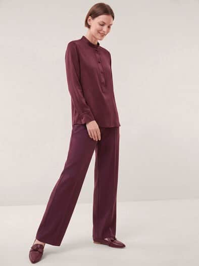 Polo Bluse aus Seide Merlot