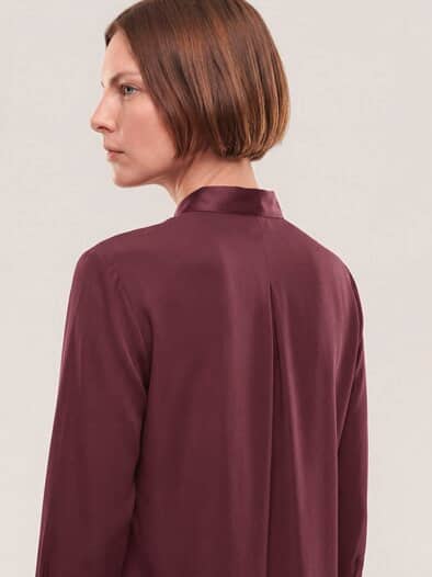 Polo Bluse aus Seide Merlot