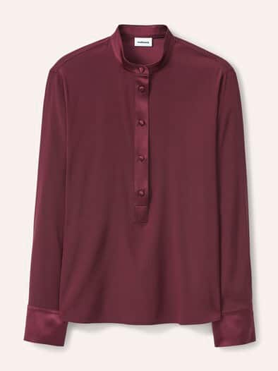 Polo Bluse aus Seide Merlot
