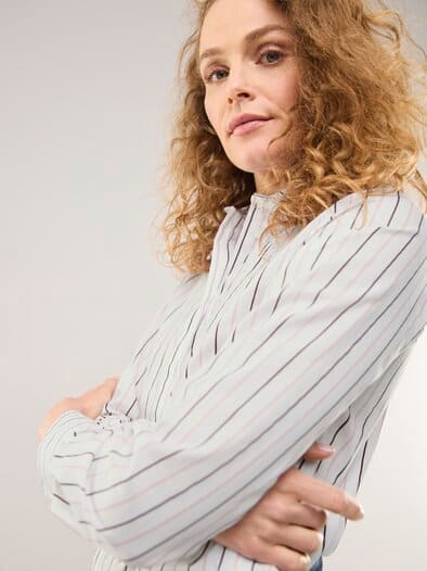 Hemdbluse aus Baumwolle gestreift Rosenholz