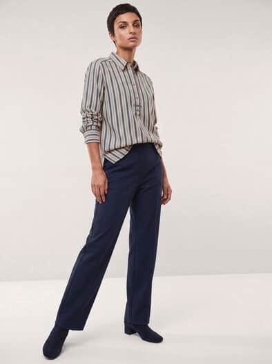 Bluse aus Polar-Flanell Streifen Nachtblau