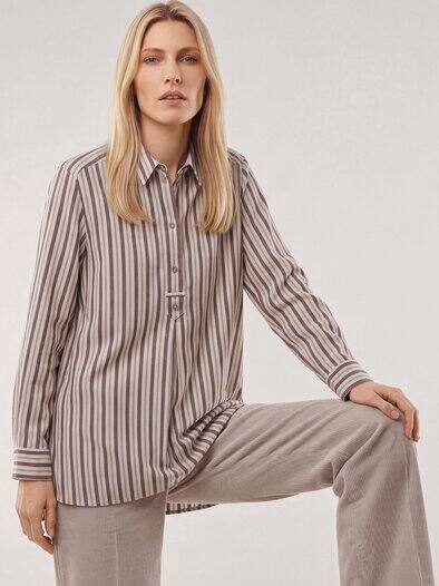 Bluse aus Polar-Flanell Streifen Rot