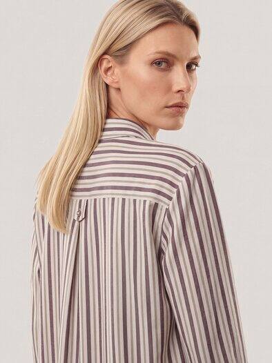 Bluse aus Polar-Flanell Streifen Rot