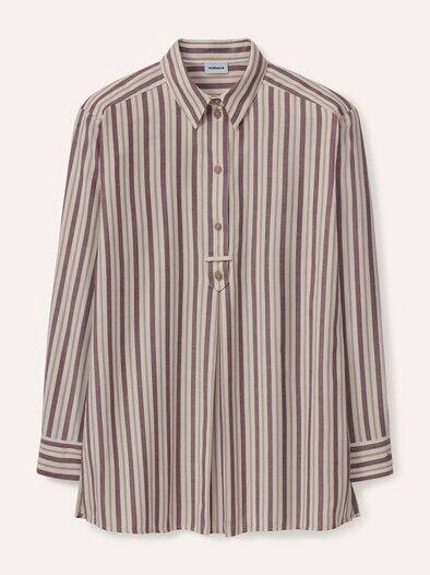 Bluse aus Polar-Flanell Streifen Rot