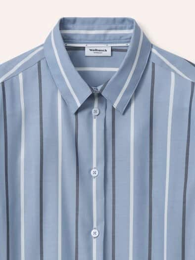Extraglatt-Hemdbluse Everyday 2.0 Streifen Smokey Blue