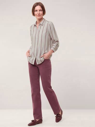 Extraglatt-Hemdbluse Everyday 2.0 Streifen Kitt