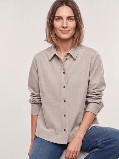 Two-Tone Cord Bluse Boxi Praline