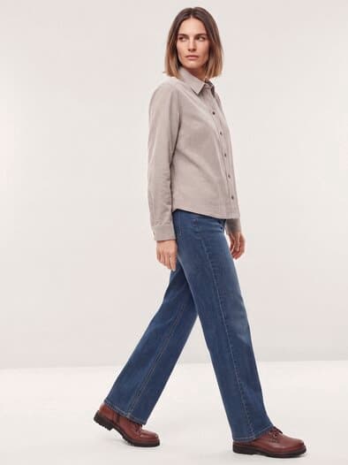 Two-Tone Cord Bluse Boxi Praline