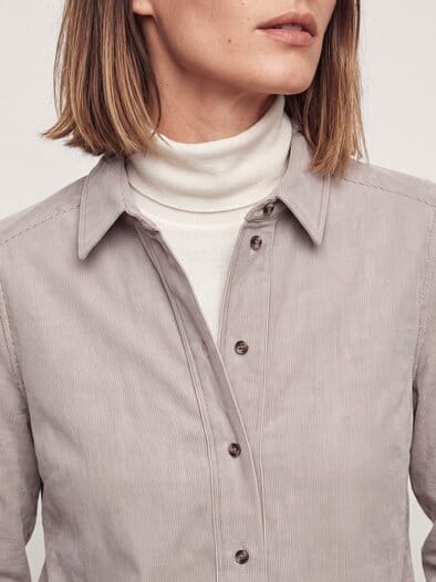 Two-Tone Cord Bluse Boxi Praline