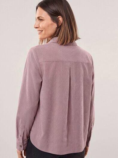 Two-Tone Cord Bluse Boxi Ziegelrot