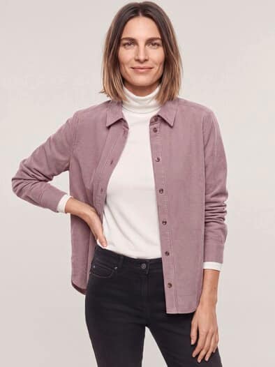Two-Tone Cord Bluse Boxi Ziegelrot