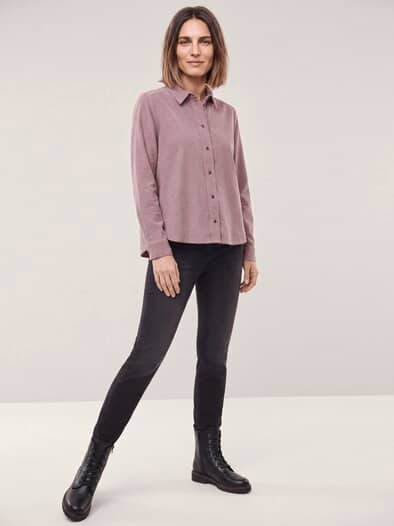Two-Tone Cord Bluse Boxi Ziegelrot