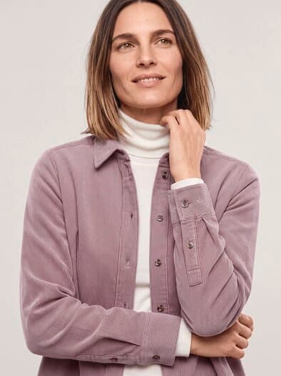Two-Tone Cord Bluse Boxi Ziegelrot
