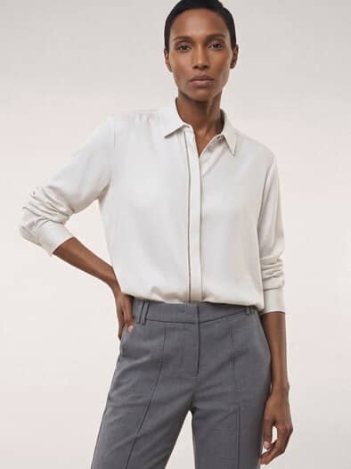 Bluse mit Glitzerkante Offwhite