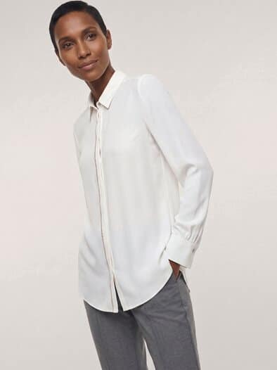 Bluse mit Glitzerkante Offwhite