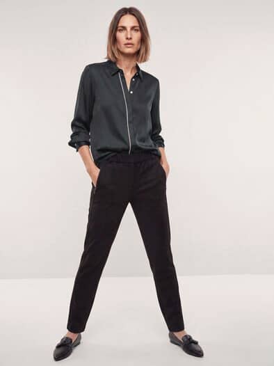 Bluse mit Glitzerkante Schwarz
