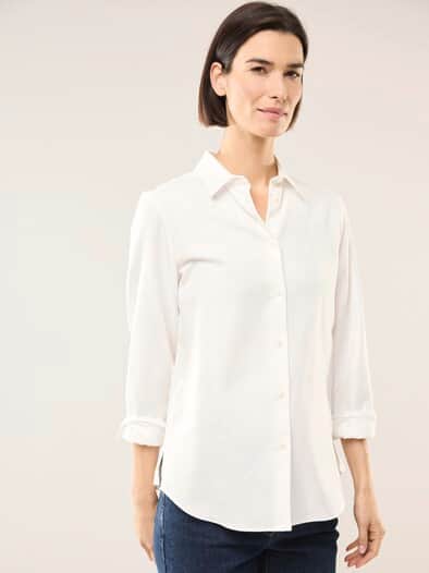 Hemdbluse aus Thermoflanell Offwhite