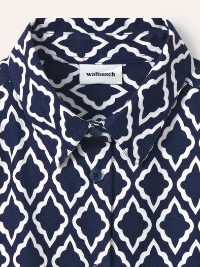 Hemdbluse aus Thermoflanell Ornament Marine