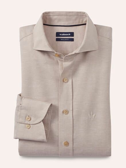 Leinen-Mix Hemd mit Haifischkragen Sand