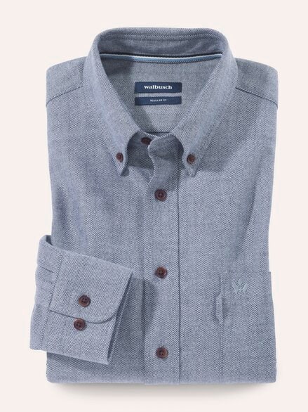 Flanell-Hemd aus Baumwolle Marine