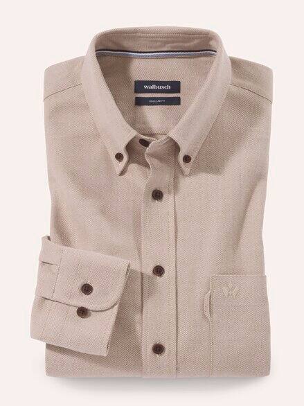 Flanell-Hemd aus Baumwolle Camel